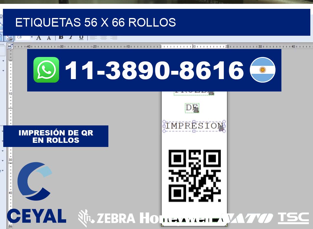 etiquetas 56 x 66 rollos