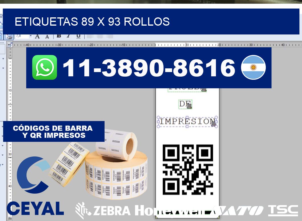 etiquetas 89 x 93 rollos