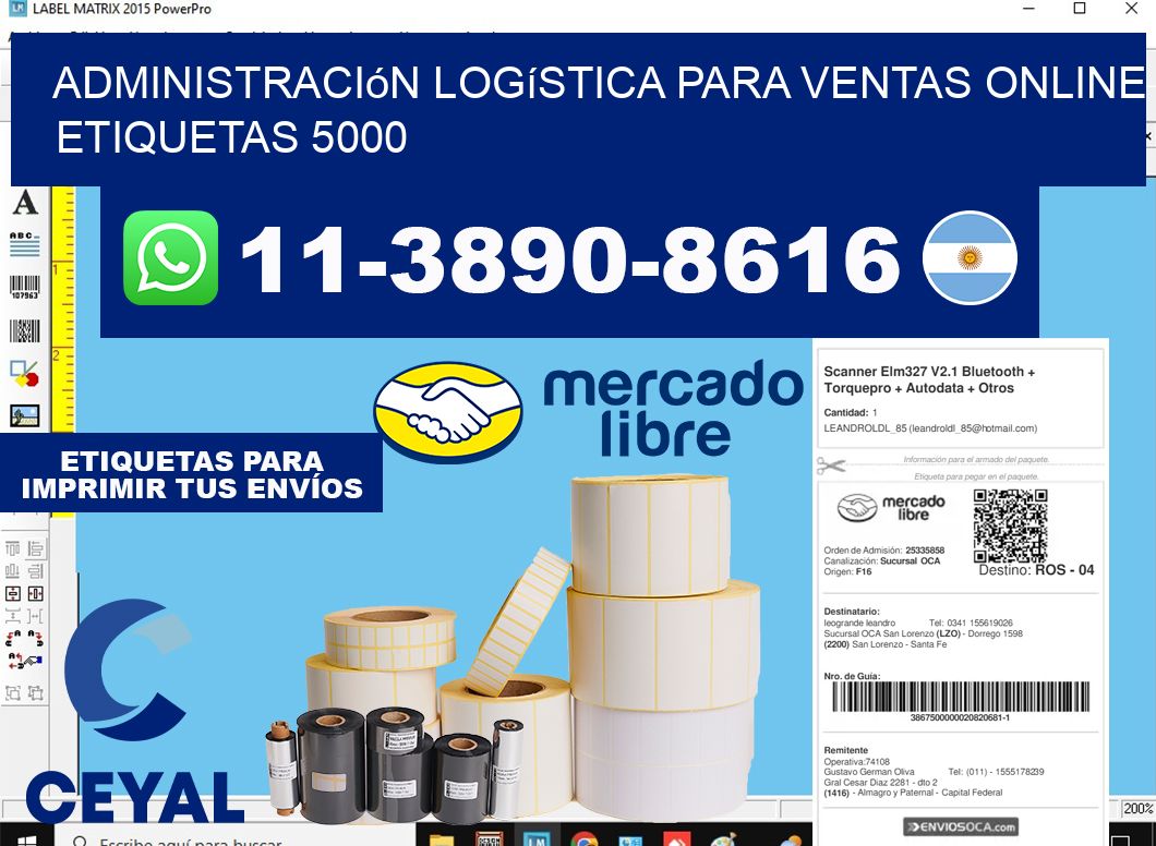 Administración logística para ventas online  etiquetas 5000