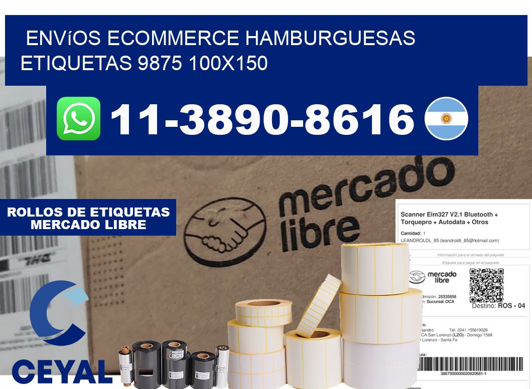 Envíos Ecommerce hamburguesas etiquetas 9875 100x150