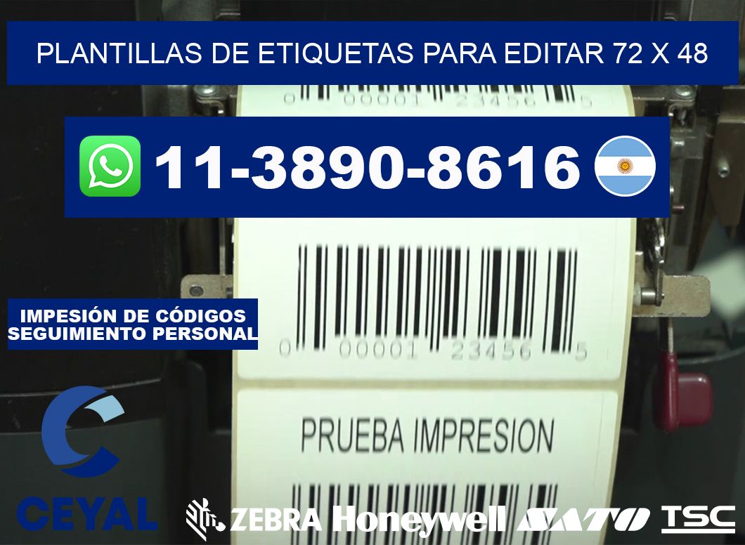 Plantillas de etiquetas para editar 72 x 48
