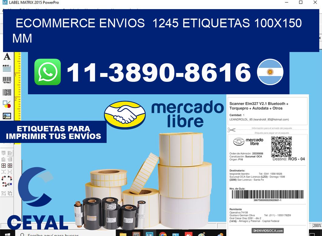 ecommerce envios  1245 etiquetas 100x150 mm