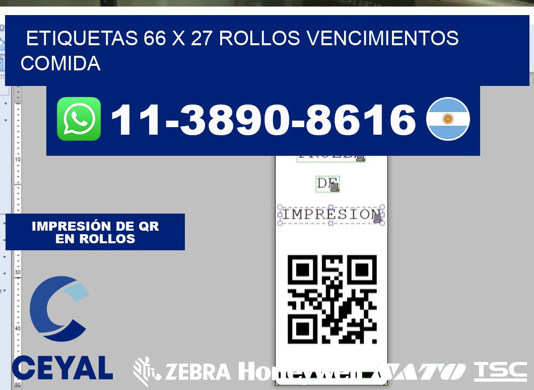 etiquetas 66 x 27 rollos vencimientos comida