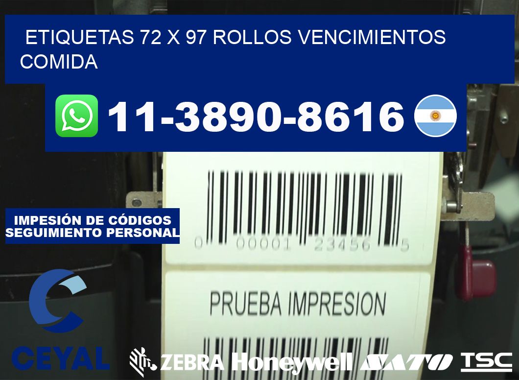 etiquetas 72 x 97 rollos vencimientos comida