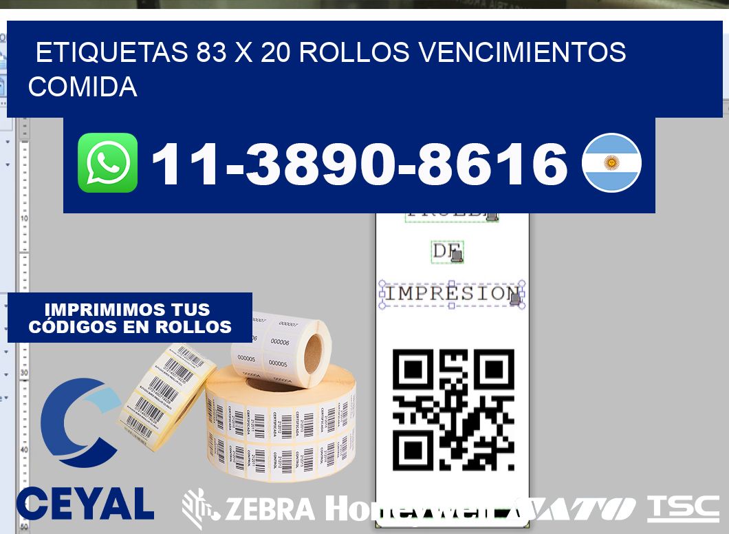 etiquetas 83 x 20 rollos vencimientos comida