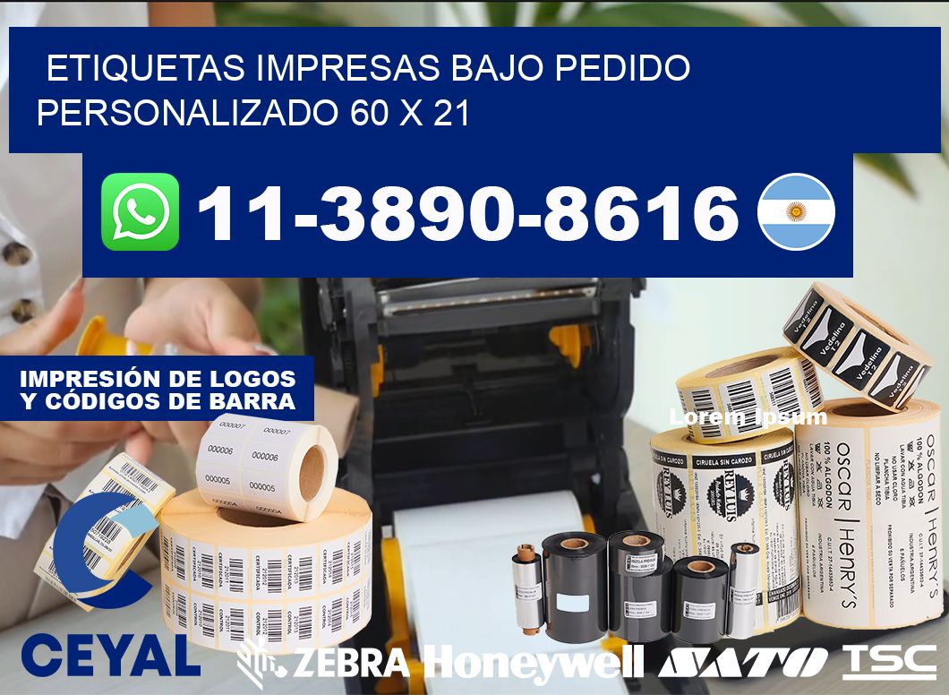 etiquetas impresas bajo pedido personalizado 60 x 21