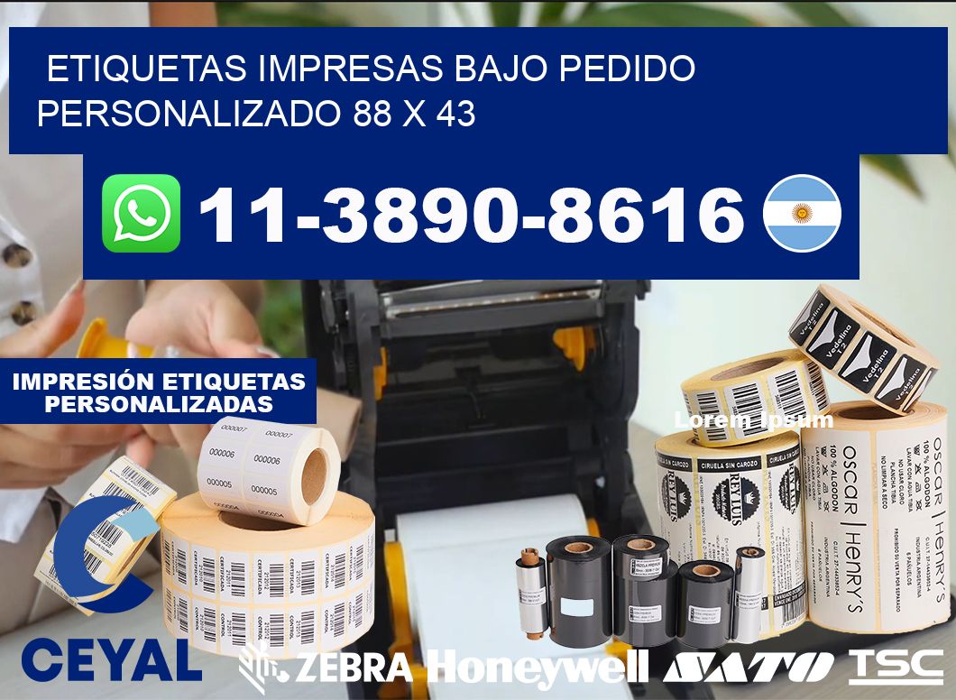etiquetas impresas bajo pedido personalizado 88 x 43