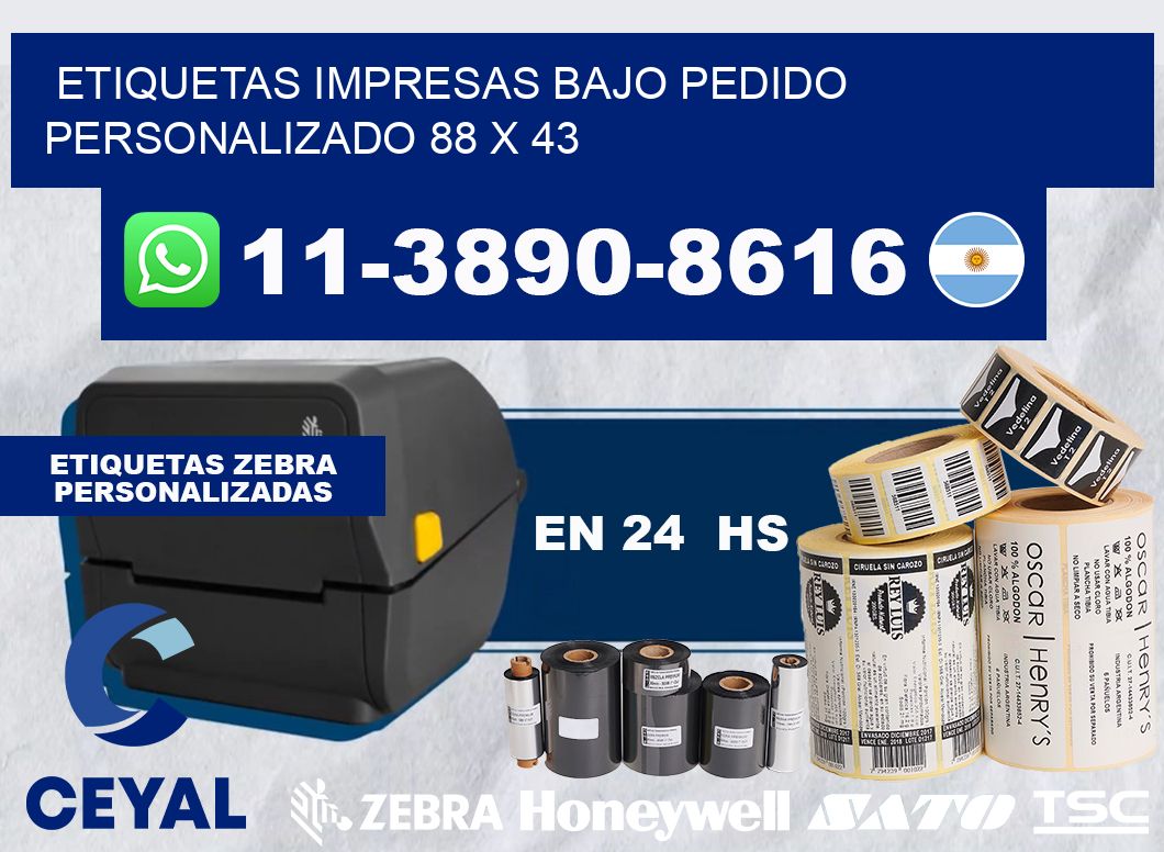 etiquetas impresas bajo pedido personalizado 88 x 43