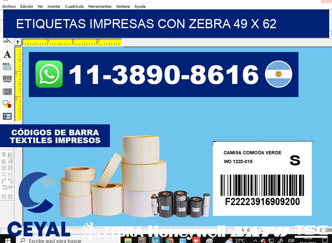 etiquetas impresas con zebra 49 x 62