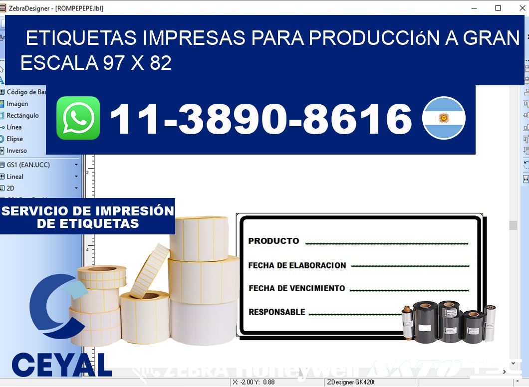 etiquetas impresas para producción a gran escala 97 x 82