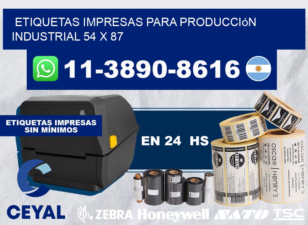 etiquetas impresas para producción industrial 54 x 87