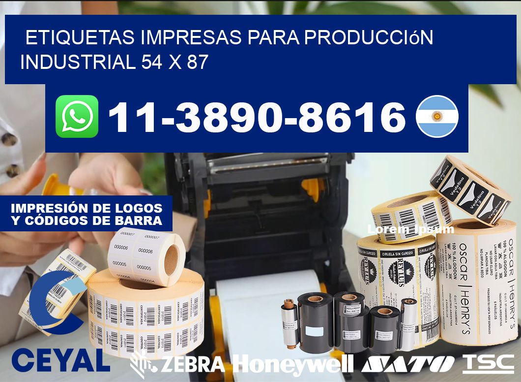 etiquetas impresas para producción industrial 54 x 87