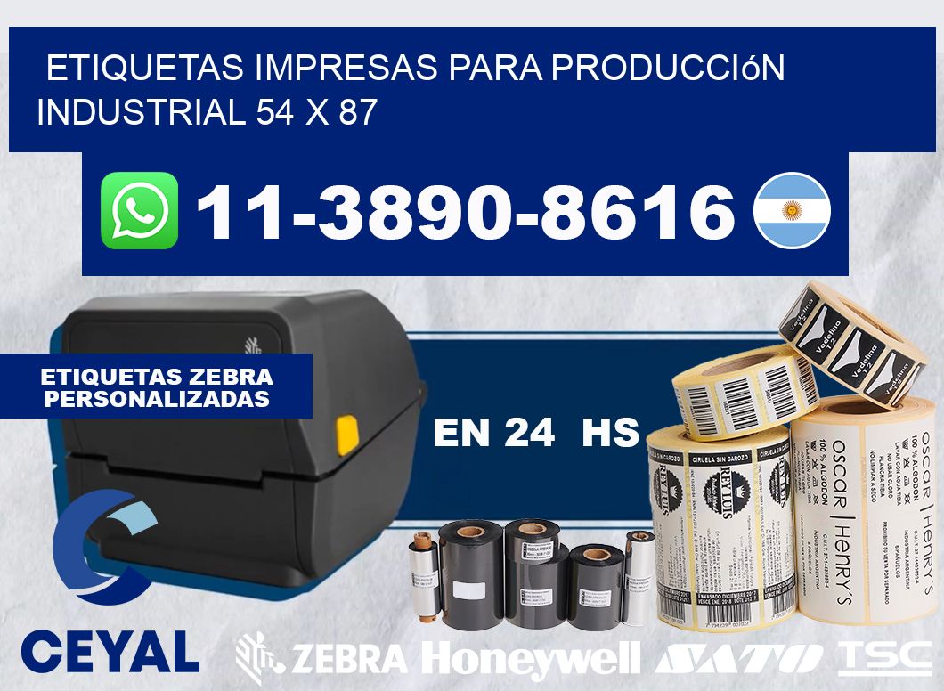 etiquetas impresas para producción industrial 54 x 87