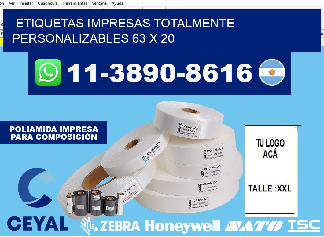 etiquetas impresas totalmente personalizables 63 x 20
