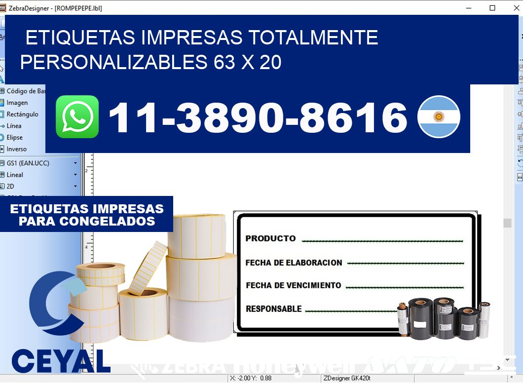 etiquetas impresas totalmente personalizables 63 x 20