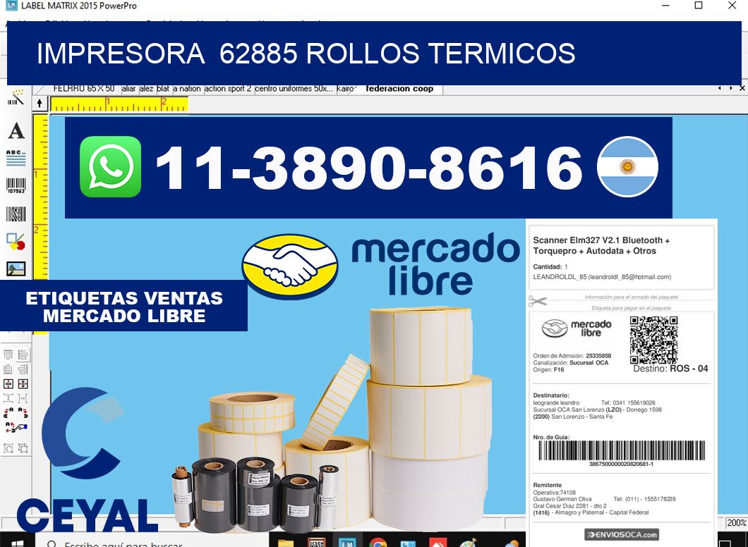 impresora 62885 rollos termicos