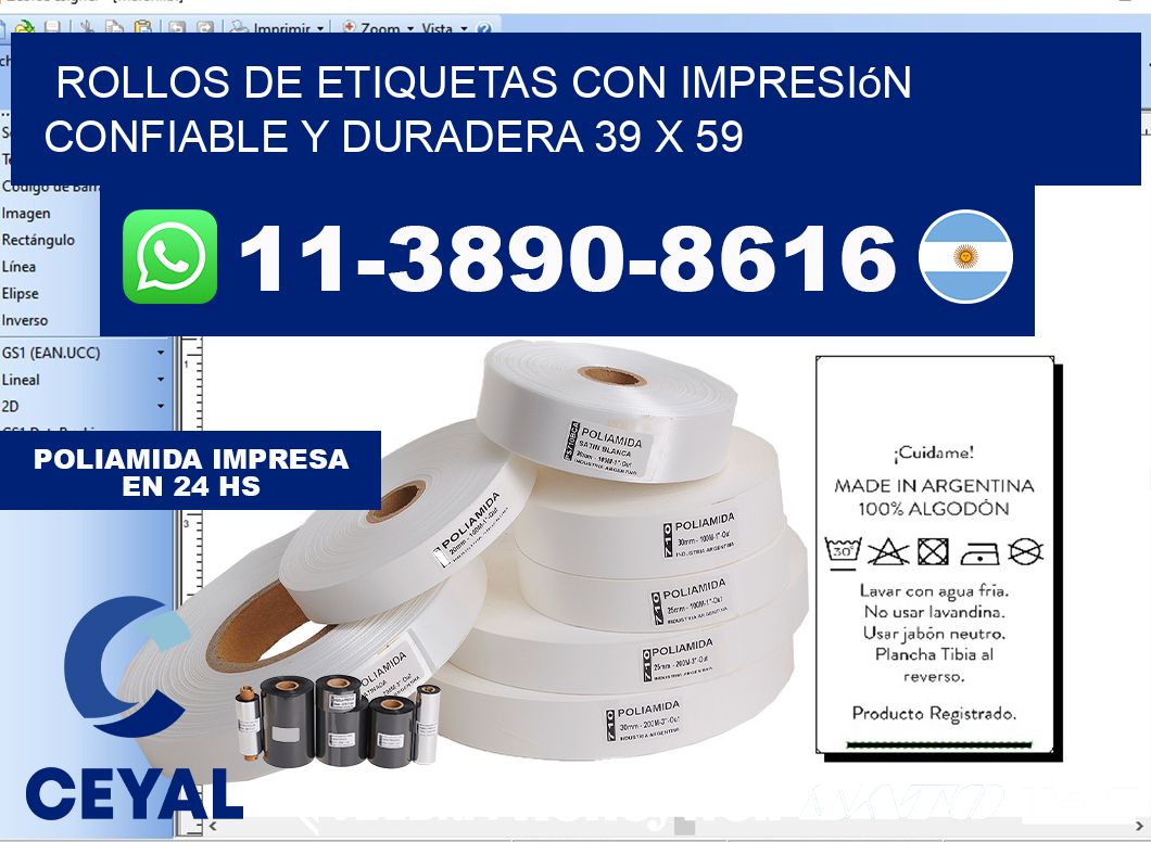rollos de etiquetas con impresión confiable y duradera 39 x 59