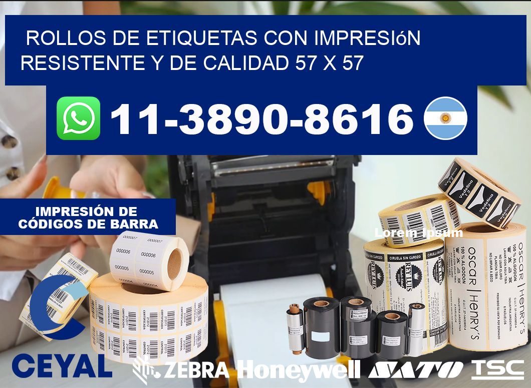 rollos de etiquetas con impresión resistente y de calidad 57 x 57