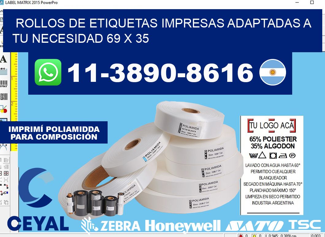 rollos de etiquetas impresas adaptadas a tu necesidad 69 x 35