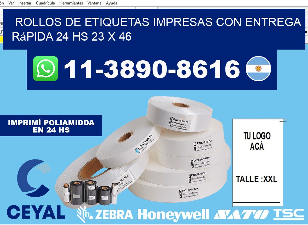 rollos de etiquetas impresas con entrega rápida 24 hs 23 x 46