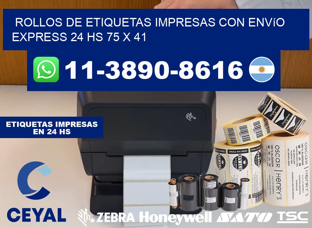 rollos de etiquetas impresas con envío express 24 hs 75 x 41