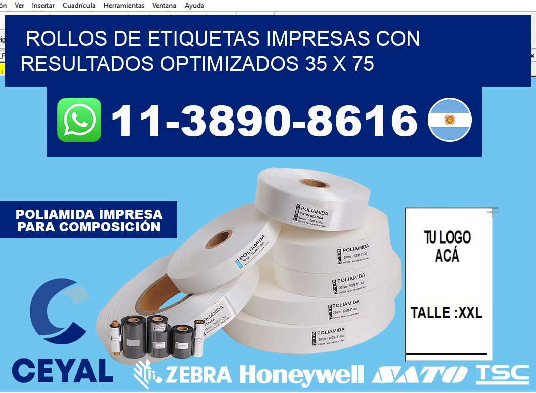 rollos de etiquetas impresas con resultados optimizados 35 x 75