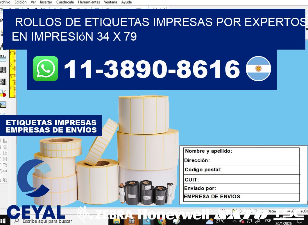 rollos de etiquetas impresas por expertos en impresión 34 x 79