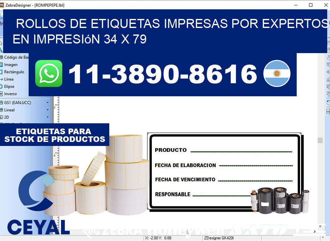 rollos de etiquetas impresas por expertos en impresión 34 x 79
