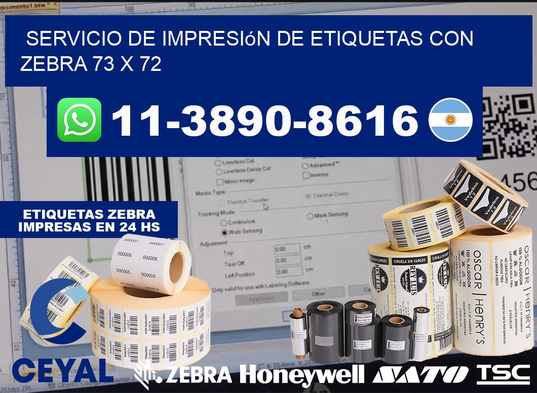servicio de impresión de etiquetas con Zebra 73 x 72