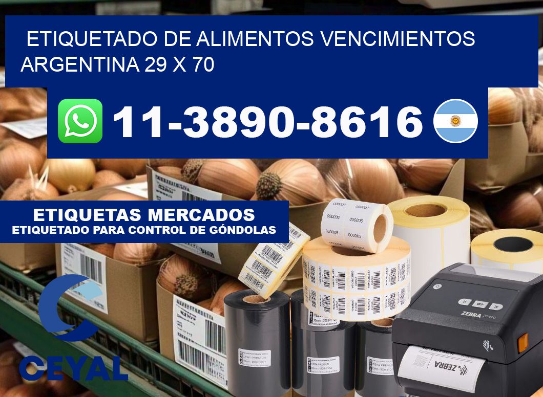 Etiquetado de alimentos vencimientos Argentina 29 x 70