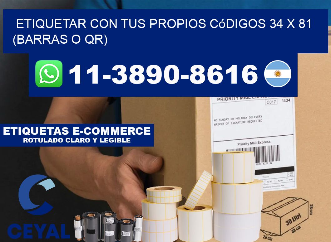 Etiquetar con tus propios códigos 34 x 81 (barras o QR)