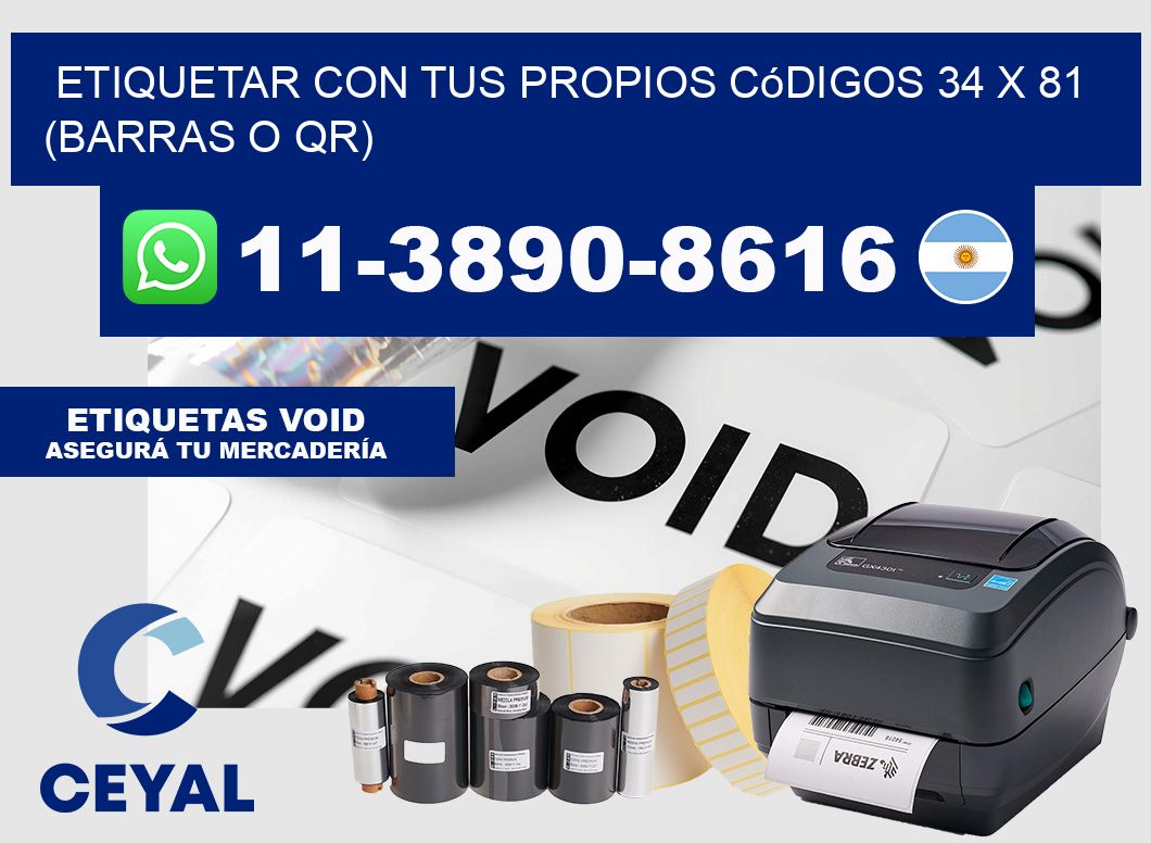 Etiquetar con tus propios códigos 34 x 81 (barras o QR)