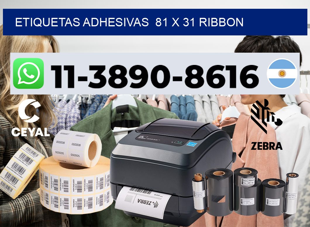 Etiquetas adhesivas 81 x 31 ribbon