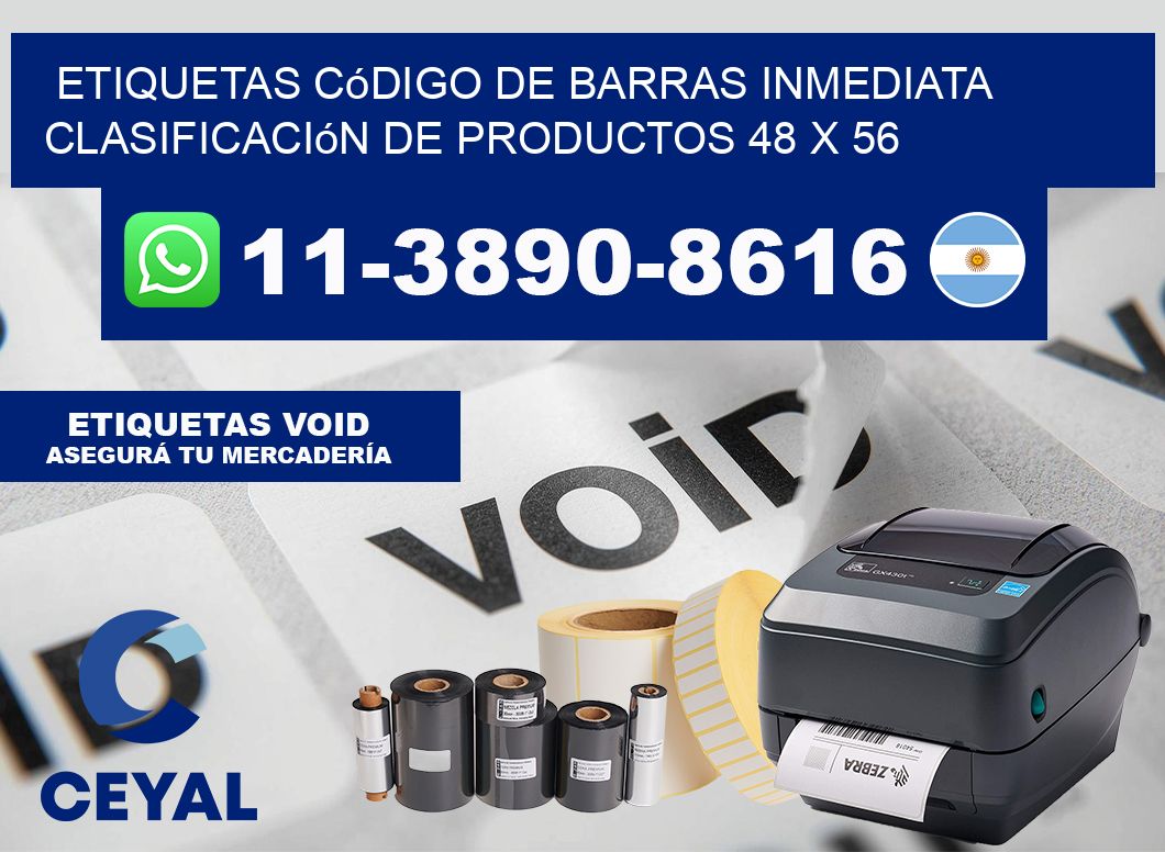 Etiquetas código de barras inmediata clasificación de productos 48 x 56