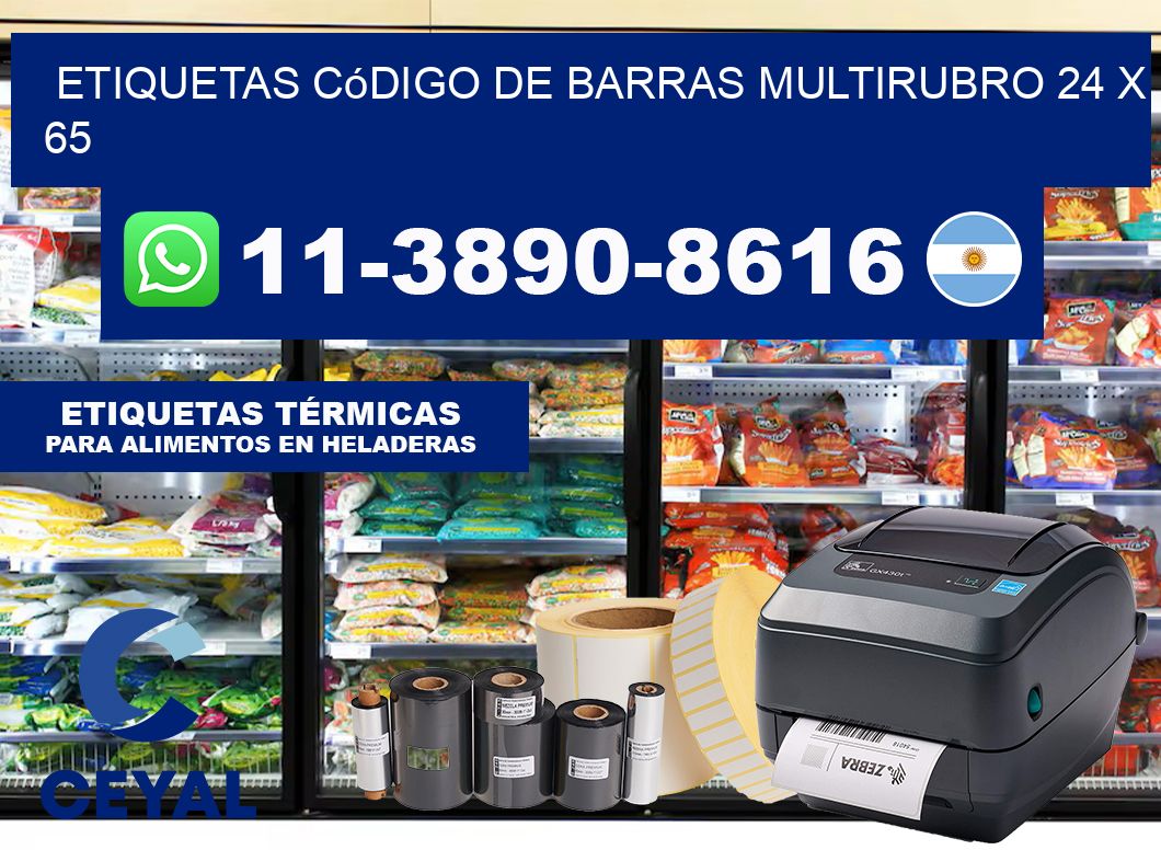 Etiquetas código de barras multirubro 24 x 65