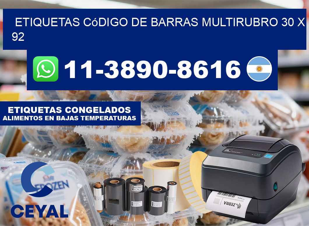 Etiquetas código de barras multirubro 30 x 92