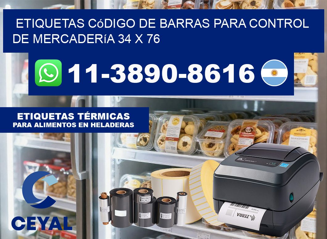 Etiquetas código de barras para control de mercadería 34 x 76