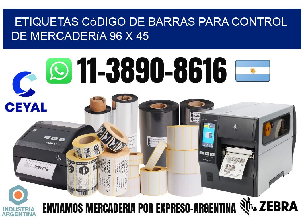 Etiquetas código de barras para control de mercadería 96 x 45