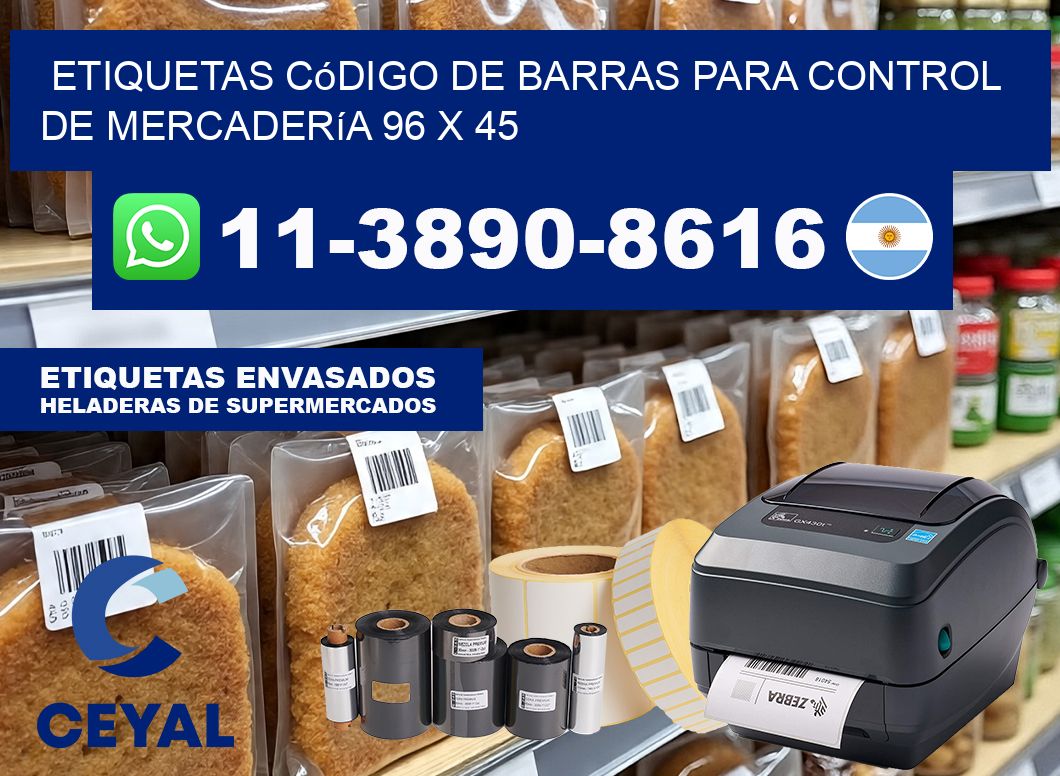 Etiquetas código de barras para control de mercadería 96 x 45