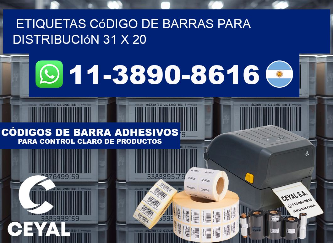 Etiquetas código de barras para distribución 31 x 20