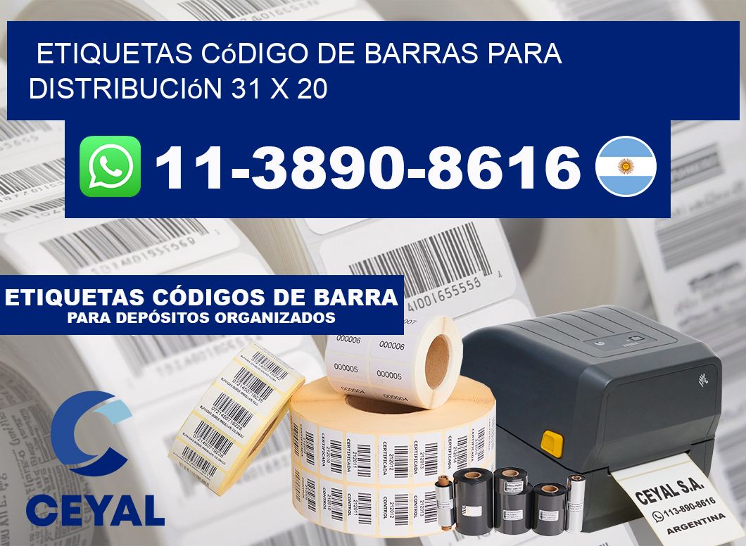 Etiquetas código de barras para distribución 31 x 20