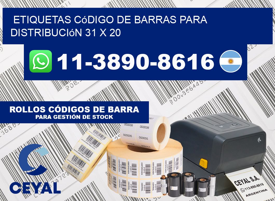 Etiquetas código de barras para distribución 31 x 20