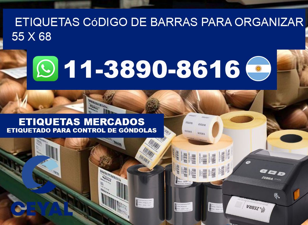 Etiquetas código de barras para organizar 55 x 68
