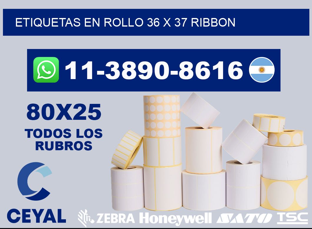 Etiquetas en rollo 36 x 37 ribbon