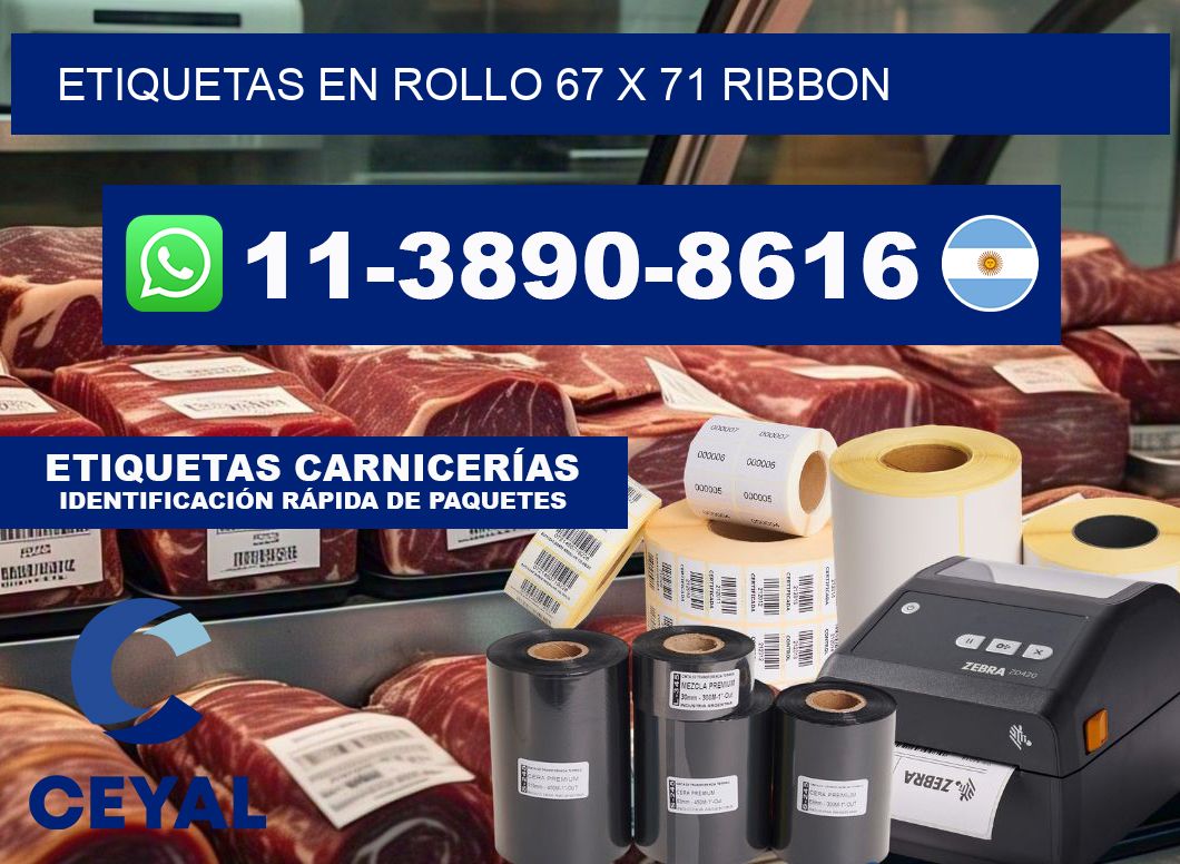 Etiquetas en rollo 67 x 71 ribbon