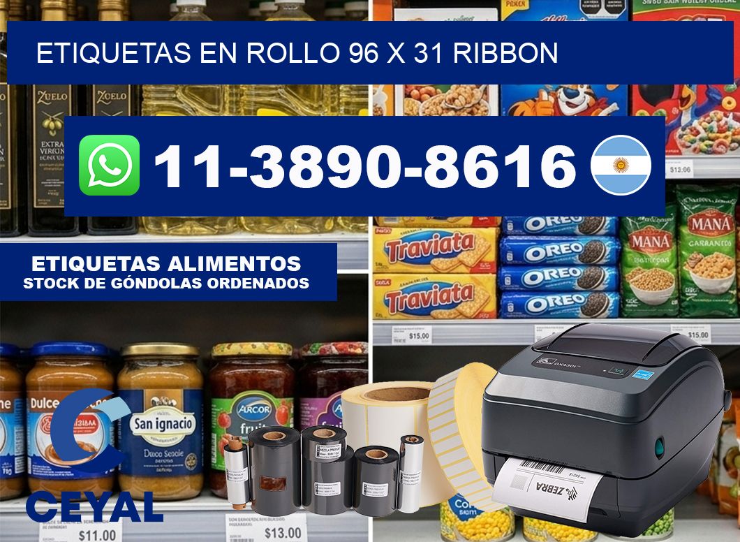 Etiquetas en rollo 96 x 31 ribbon