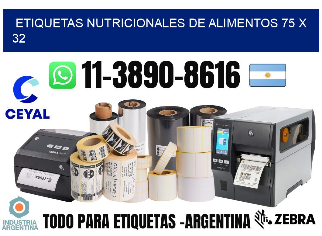 Etiquetas nutricionales de alimentos 75 x 32