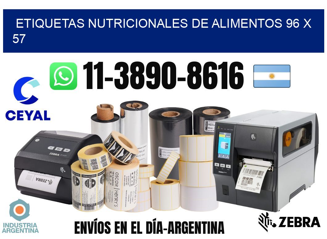 Etiquetas nutricionales de alimentos 96 x 57