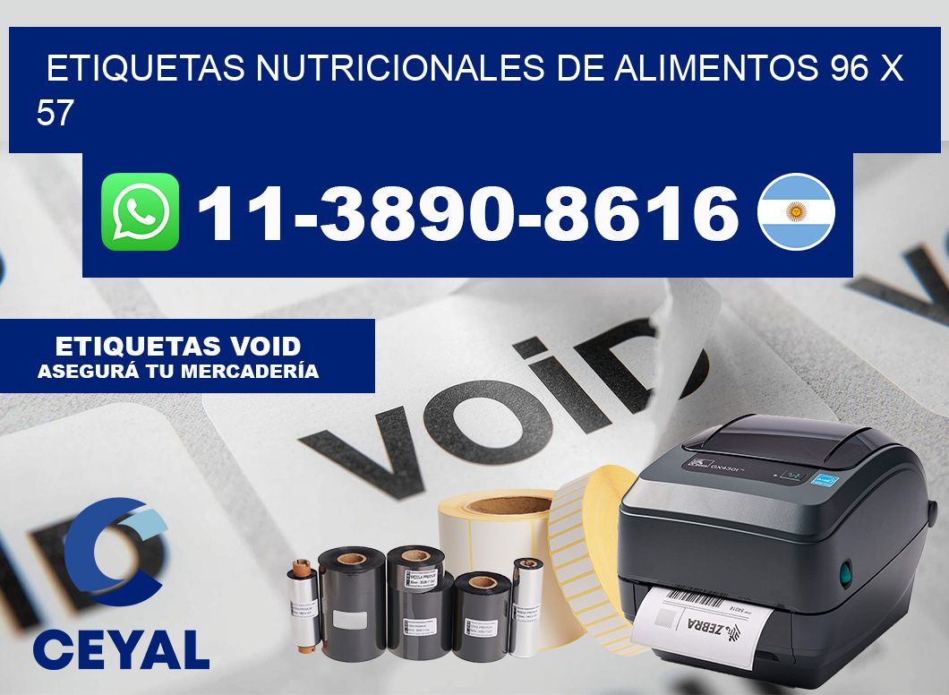 Etiquetas nutricionales de alimentos 96 x 57