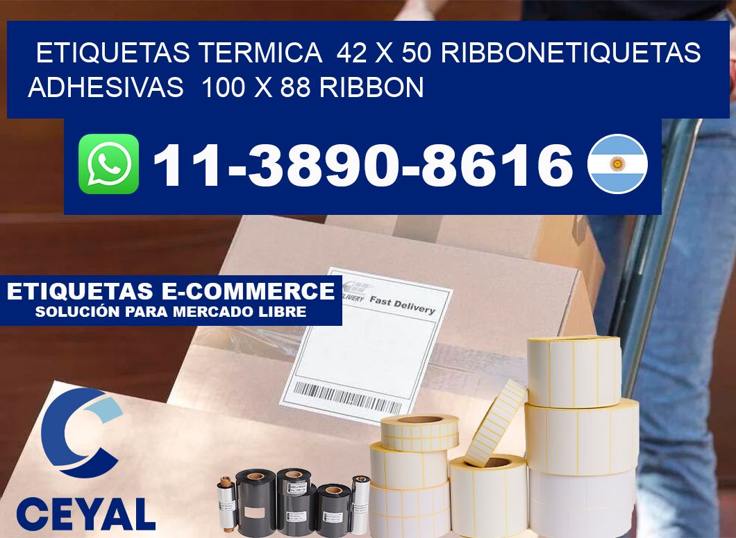 Etiquetas termica  42 x 50 ribbonEtiquetas adhesivas  100 x 88 ribbon